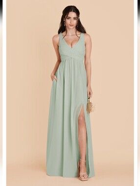 Birdy Grey Laurie Empire Chiffon Sage Dress Size Medium